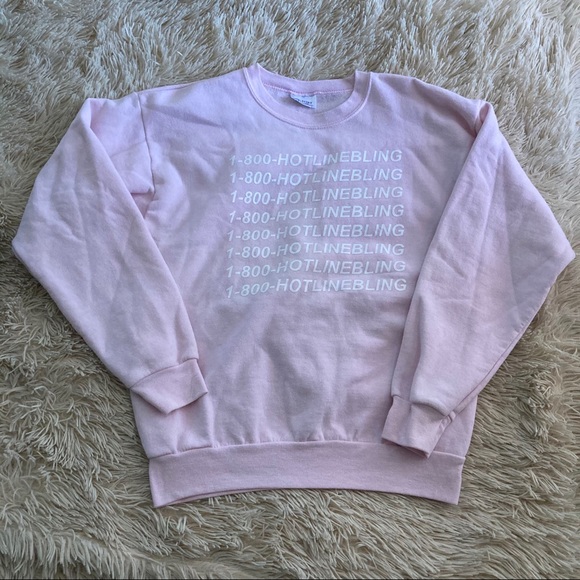 Drake 1-800-Hotline Bling Pink Crewneck Sweater - Picture 4 of 7